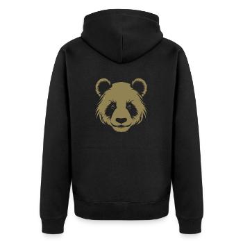 Panda Silhouette Kopf Portrait - Unisex Premium Bio Zip Hoodie - Schwarz - Hinten - Nico (187cm)