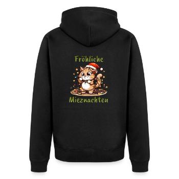 Kätzchen verstrickt in Weihnachtslichtern: Frohlic - Unisex Premium Bio Zip Hoodie - Schwarz - Hinten - Nico (187cm)