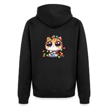 Cute Christmas Cat - Clumsy in - Unisex Premium Organic Zip Hoodie - black - Back - Nico (187cm)