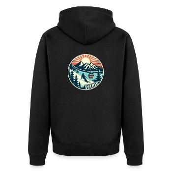 Fernie Kanada - Wintersport und Skiurlaub - Unisex Premium Bio Zip Hoodie - Schwarz - Hinten - Nico (187cm)
