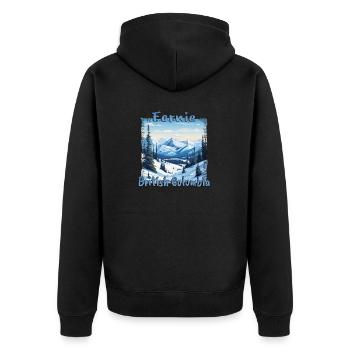 Fernie, British Columbia, USA - Wintergrunge für - Unisex Premium Bio Zip Hoodie - Schwarz - Hinten - Nico (187cm)