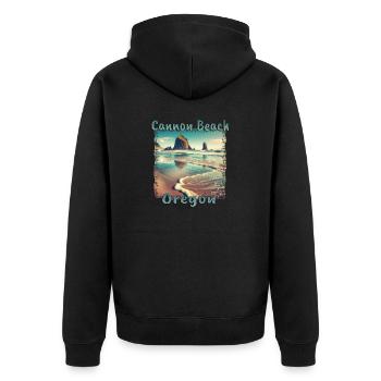 Cannon Beach, Oregon, États-Unis - Vacances reposantes sur le - Veste à capuche bio Premium Unisexe - noir - Dos - Nico (187cm)