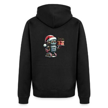 Weihnachtsroboter - Geschenke für Santa Claus - Unisex Premium Bio Zip Hoodie - Schwarz - Hinten - Nico (187cm)