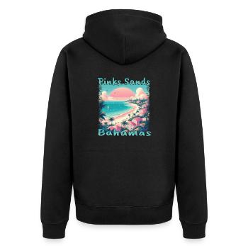 Pink Sands Beach, Bahamas - Grunge Vacation in the Bahamas - Unisex Premium Organic Zip Hoodie - black - Back - Nico (187cm)