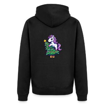 Christmas Unicorn - Magical Sitting on the Tann - Unisex Premium Organic Zip Hoodie - black - Back - Nico (187cm)