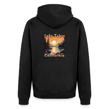 Lake Tahoe Californien Nevada USA Urlaub Camping - Unisex Premium Bio Zip Hoodie - Schwarz - Hinten - Nico (187cm)