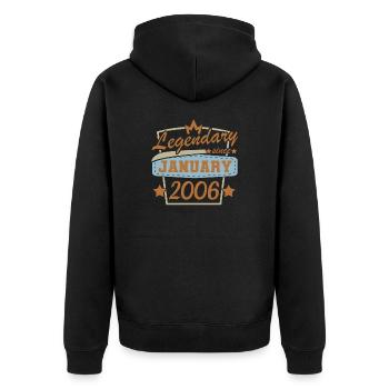 Januar 2006 Geburtstag Sprüche Retro - Unisex Premium Bio Zip Hoodie - Schwarz - Hinten - Nico (187cm)