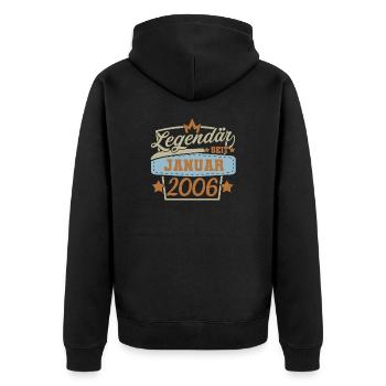 Januar 2006 Geburtstag Sprüche Retro - Unisex Premium Bio Zip Hoodie - Schwarz - Hinten - Nico (187cm)