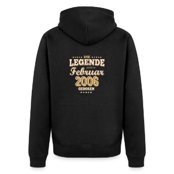 Die Legende wurde im Februar 2006 geboren - Unisex Premium Bio Zip Hoodie - Schwarz - Hinten - Nico (187cm)