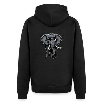 Coole Elefanten-Sonnenbrille - Unisex Premium Bio Zip Hoodie - Schwarz - Hinten - Nico (187cm)