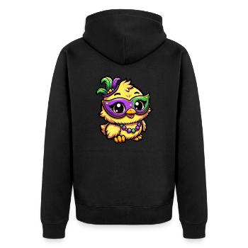 Mardi Gras Poulet, poussin déguisé - Veste à capuche bio Premium Unisexe - noir - Dos - Nico (187cm)
