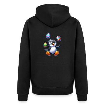 Pinguin Jongliert Ostereier, Südpol Artist - Unisex Premium Bio Zip Hoodie - Schwarz - Hinten - Nico (187cm)