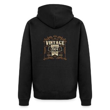 60th Birthday Sayings Vintage 1964 Vintage - Unisex Premium Organic Zip Hoodie - black - Back - Nico (187cm)