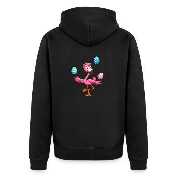 Flamingo Juggler with Easter Eggs Feast - Unisex Premium Organic Zip Hoodie - black - Back - Nico (187cm)