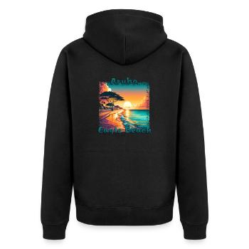 Grunge Sommerurlaub Eagle Beach Aruba - Unisex Premium Bio Zip Hoodie - Schwarz - Hinten - Nico (187cm)