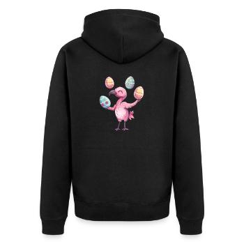Flamingo Ostereier Jonglage Festlich - Unisex Premium Bio Zip Hoodie - Schwarz - Hinten - Nico (187cm)