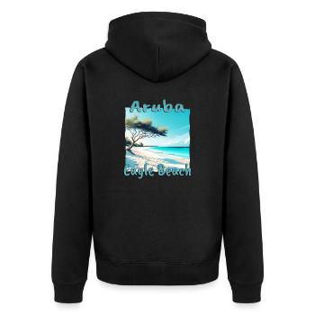 Aruba Urlaub Eagle Beach Design - Unisex Premium Bio Zip Hoodie - Schwarz - Hinten - Nico (187cm)