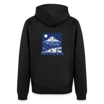 Niseko Winter Skiing Snowboard Grunge - Unisex Premium Organic Zip Hoodie - black - Back - Nico (187cm)