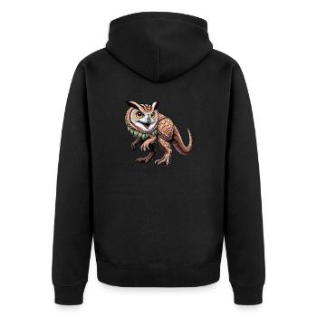 Mélange de créatures mythiques T-Rex et Hibou - Veste à capuche bio Premium Unisexe - noir - Dos - Nico (187cm)