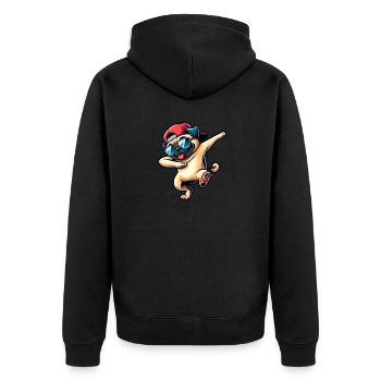 Dancing Pug Dabbing Pose Stylish - Unisex Premium Organic Zip Hoodie - black - Back - Nico (187cm)