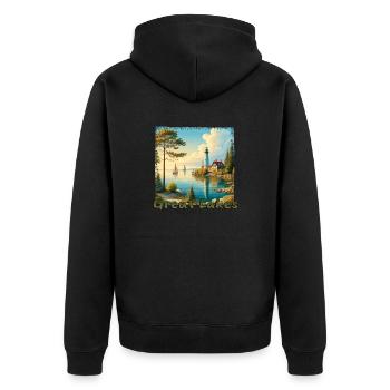 Great Lakes USA - Segel- und Motorbooturlaub - Unisex Premium Bio Zip Hoodie - Schwarz - Hinten - Nico (187cm)