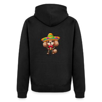 Pudel Feiert Cinco de Mayo in Mexiko - Unisex Premium Bio Zip Hoodie - Schwarz - Hinten - Nico (187cm)