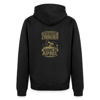 Zimmerer Geburtstag April - Unisex Premium Bio Zip Hoodie - Schwarz - Hinten - Nico (187cm)