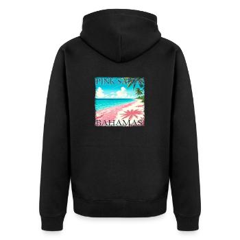 Bahamas Pink Sands Grunge Look - Unisex Premium Bio Zip Hoodie - Schwarz - Hinten - Nico (187cm)