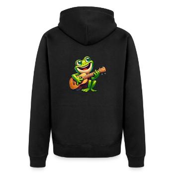 Mignon Grenouille Guitariste Musique - Veste à capuche bio Premium Unisexe - noir - Dos - Nico (187cm)