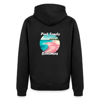Pink Sands Bahamas bei Sonnenuntergang - Unisex Premium Bio Zip Hoodie - Schwarz - Hinten - Nico (187cm)