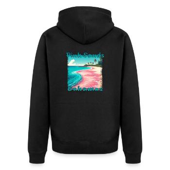 Pink Sands Bahamas Beach Grunge Style - Unisex Premium Organic Zip Hoodie - black - Back - Nico (187cm)