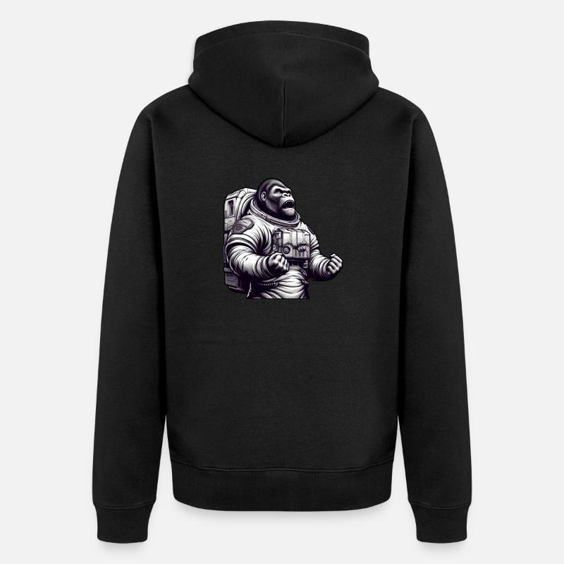 Gorille astronaute dans l’espace - Veste à capuche bio Premium Unisexe - noir