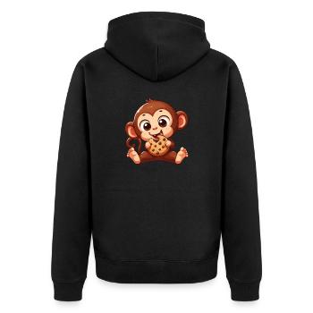 Chimpanzé mignon avec Cookie Cartoon - Veste à capuche bio Premium Unisexe - noir - Dos - Nico (187cm)