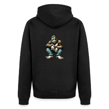 Cool Bigfoot with sunglasses - Unisex Premium Organic Zip Hoodie - black - Back - Nico (187cm)