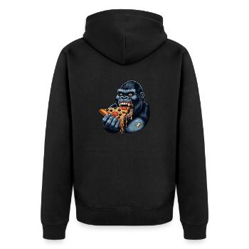 Gorilla Pizza Lover Funny Design - Unisex Premium Organic Zip Hoodie - black - Back - Nico (187cm)