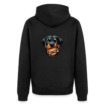 Rottweiler avec hamburger cheeseburger - Veste à capuche bio Premium Unisexe - noir - Dos - Nico (187cm)