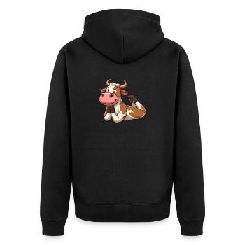 Cute Cow In Love YogaGymnastics - Unisex Premium Organic Zip Hoodie - black - Back - Nico (187cm)