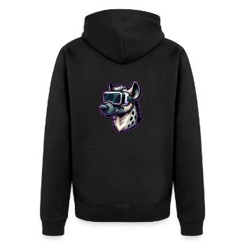 Hyäne VR Gamer Virtual Reality Spielspaß - Unisex Premium Bio Zip Hoodie - Schwarz - Hinten - Nico (187cm)