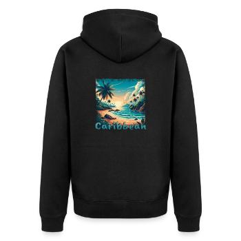 Vacances à la plage dans les Caraïbes en Amérique à Grunge Sti - Veste à capuche bio Premium Unisexe - noir - Dos - Nico (187cm)
