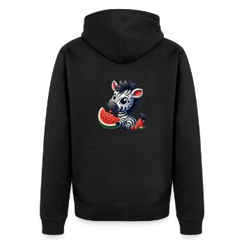 Zèbre avec pastèque fruité drôle - Veste à capuche bio Premium Unisexe - noir - Dos - Nico (187cm)