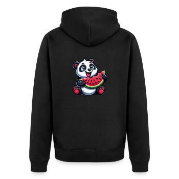 Panda à la pastèque fruité drôle - Veste à capuche bio Premium Unisexe - noir - Dos - Nico (187cm)