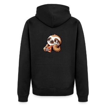 Faultier Pizza Pizzaliebhaber Fast Food - Unisex Premium Bio Zip Hoodie - Schwarz - Hinten - Nico (187cm)