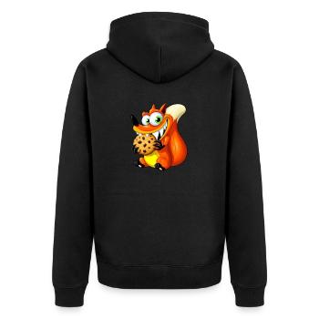 Renard roux mignon avec biscuit - Veste à capuche bio Premium Unisexe - noir - Dos - Nico (187cm)