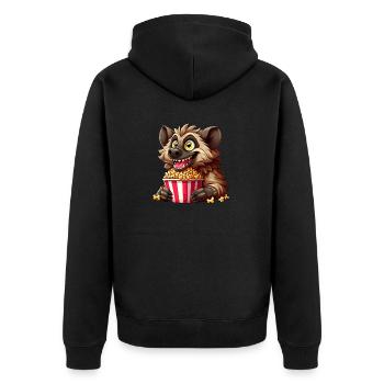 Hyäne Raubtier Popcorn Kinoabend - Unisex Premium Bio Zip Hoodie - Schwarz - Hinten - Nico (187cm)