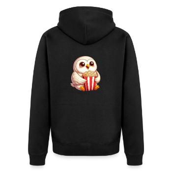 Weise Schneeeule Popcorn Kinoabend - Unisex Premium Bio Zip Hoodie - Schwarz - Hinten - Nico (187cm)