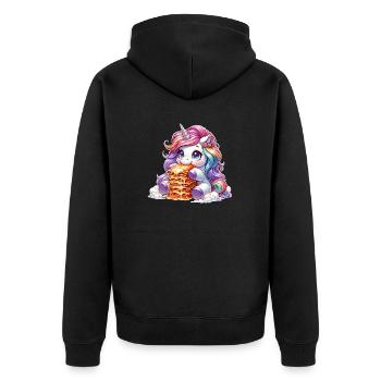 Einhorn Italienische Lasagne Zauberhaft - Unisex Premium Bio Zip Hoodie - Schwarz - Hinten - Nico (187cm)