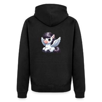 Cheval mignon en tant qu’ange dessin animé - Veste à capuche bio Premium Unisexe - noir - Dos - Nico (187cm)