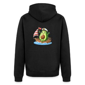 Cool sailing dinghy avocado summer motif - Unisex Premium Organic Zip Hoodie - black - Back - Nico (187cm)