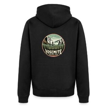 Boucle vintage du parc national de Yosemite - Veste à capuche bio Premium Unisexe - noir - Dos - Nico (187cm)