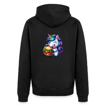 Hamburger Cheeseburger licorne - Veste à capuche bio Premium Unisexe - noir - Dos - Nico (187cm)